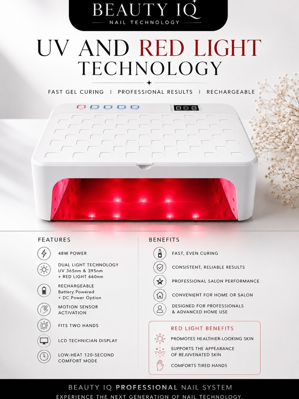 UV & LED Red Light Professional Gel Nail Curing Lamp